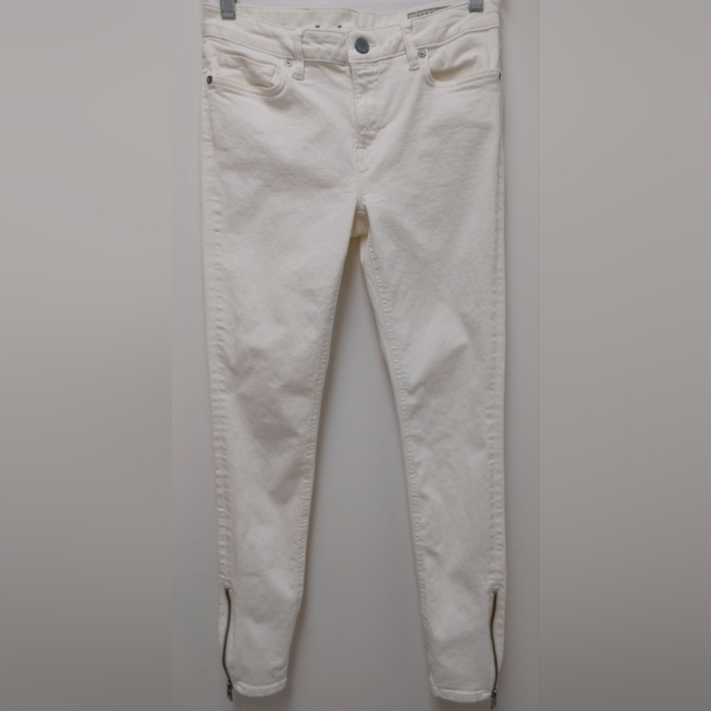 All Saints Rail Ankle Zip Off White Jeans Size 28